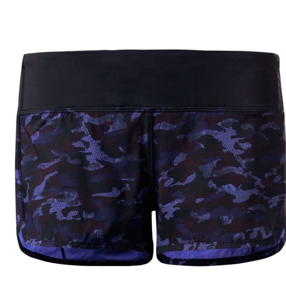 Lululemon Speed Short Mini Hounds Camo Emperor Blue Black size 8